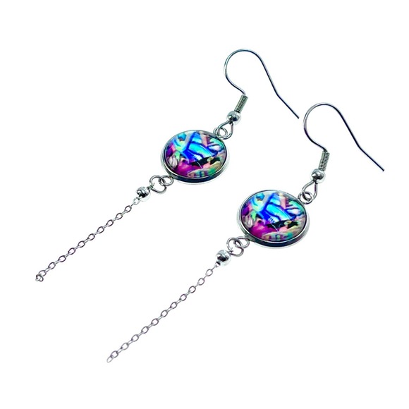 Shimmering Seashell Chain Dangler Earrings - Picture 3 of 4